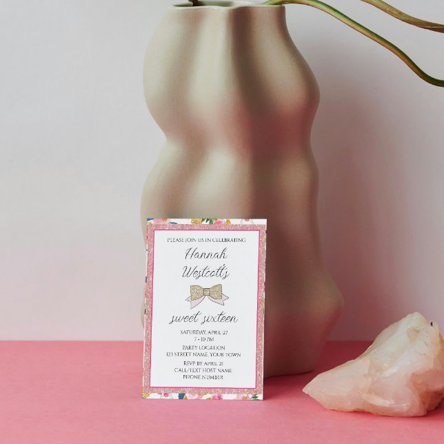 Elegante dulce rosa Dieciséis Invitaciones (Subido por el creador)