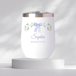 Elegante Dusty Blue Bow Nombre Bridesmaid Propuest