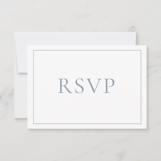 Elegante Dusty Blue Classic Script RSVP (Anverso)