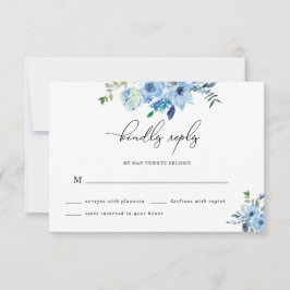 Elegante Dusty Blue Floral Wedding Tarjeta RSVP