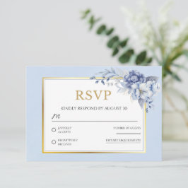 Elegante Dusty Blue gold Floral Wedding Tarjeta RS