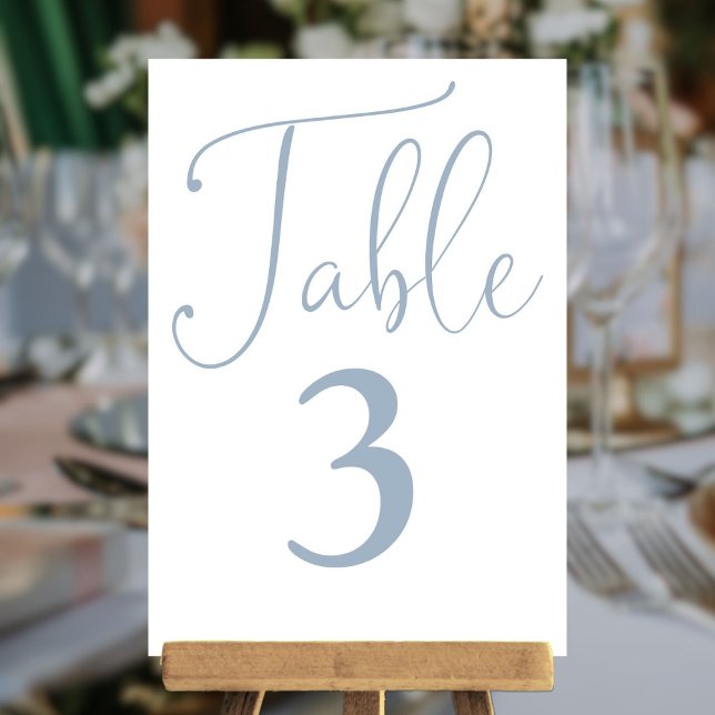 Elegante Dusty Blue Simple Número de Mesa Grande (Elegant Dusty Blue Simple Large Table Number)