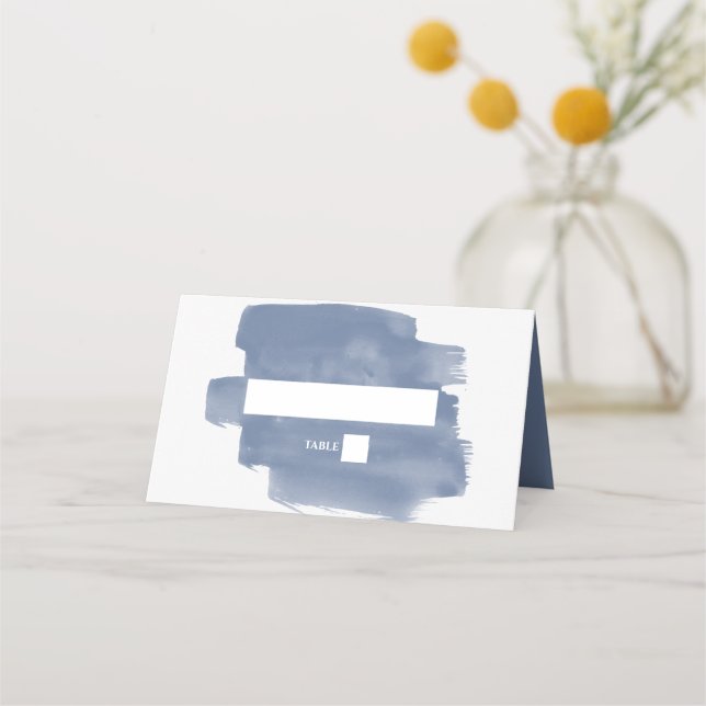Elegante Dusty Blue Watercolor Boda Tarjeta Place (Anverso)