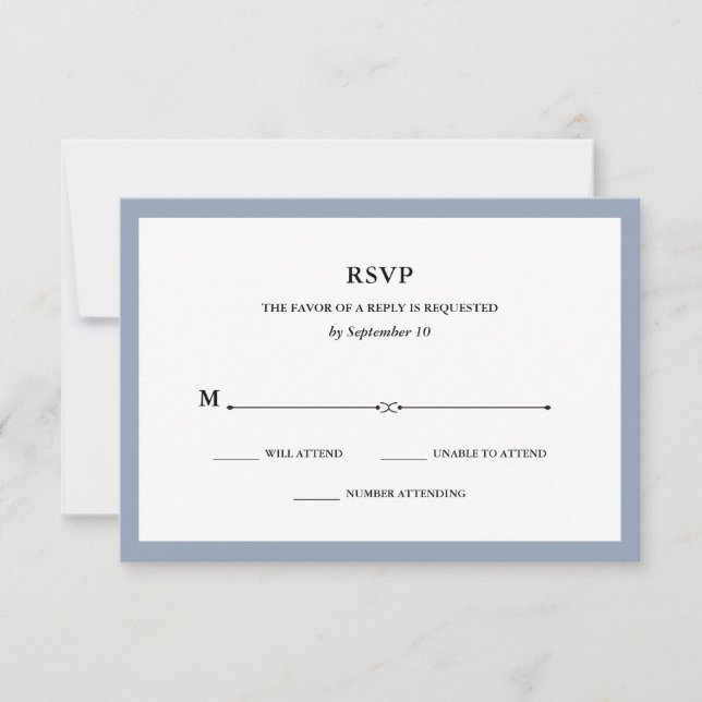 Elegante | Dusty Blue Wedding RSVP (Anverso)