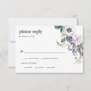 Elegante Dusty Purple Floral Wedding Tarjeta RSVP