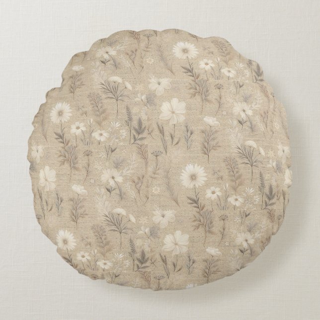 Elegante Duvet floral neutro y almohadas (Anverso)