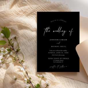 Elegante e Minimalista invitación a la boda negra
