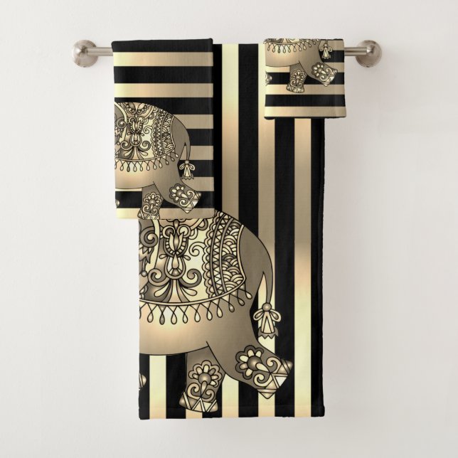 Elegante elefante de rayas de oro de Moda (In situ)