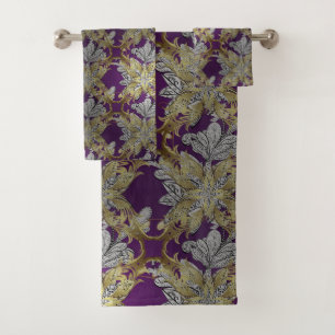 Elegante elemen dorado floralT fondo lilac