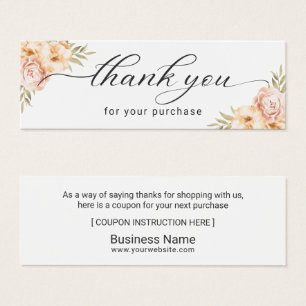 Elegante Empresa Floral Gracias Cupón Insertar
