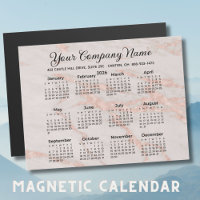 Elegante empresa Rubor Rosa Marble Calendar Calend