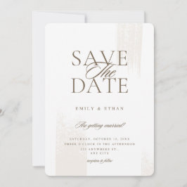 Elegante en blanco y beige Guardar la invitación a