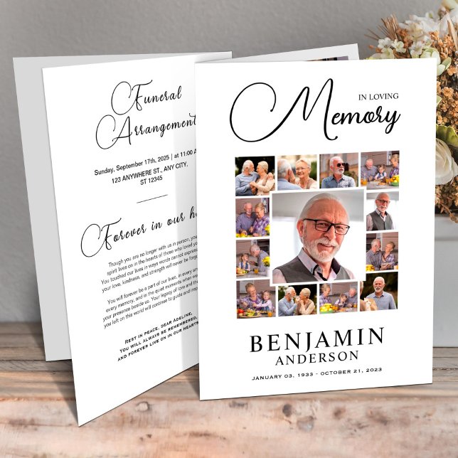 Elegante En El Programa Funeral De La Foto De La M (obituary template,funeral program,order of service,celebration of life,funeral booklet,funeral cards)