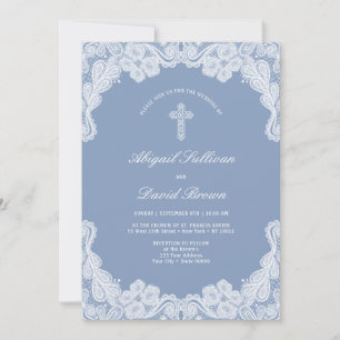 Elegante encaje blanco en la invitación a la boda 