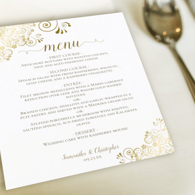 Elegante encaje dorado en el menú Boda de presupue (Subido por el creador)