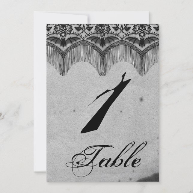 Elegante encaje gótico número de mesa de boda de l (Anverso)
