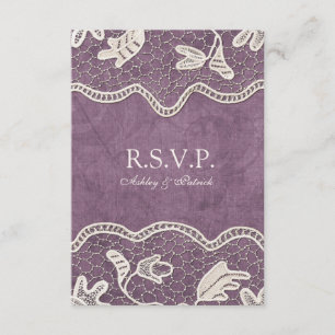 Elegante encaje sobre fondo violento RSVP