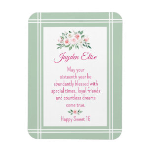 Elegante Encanto. Imán de tarjeta Sweet 16 persona