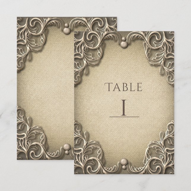 Elegante encanto sureño número de mesa de arpiller (Anverso / Reverso)