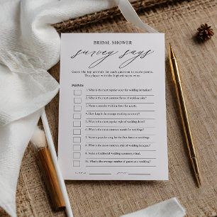 Elegante encuesta de ducha de novia dice tarjeta d