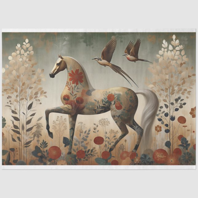 Elegante Equino, Caballo, Papel de Seda para Decou (Anverso)