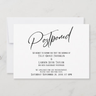 Elegante escritura a mano Boda pospuesto Tarjeta s
