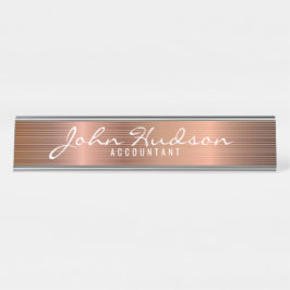 Elegante escritura de cobre moderna placa de nombr