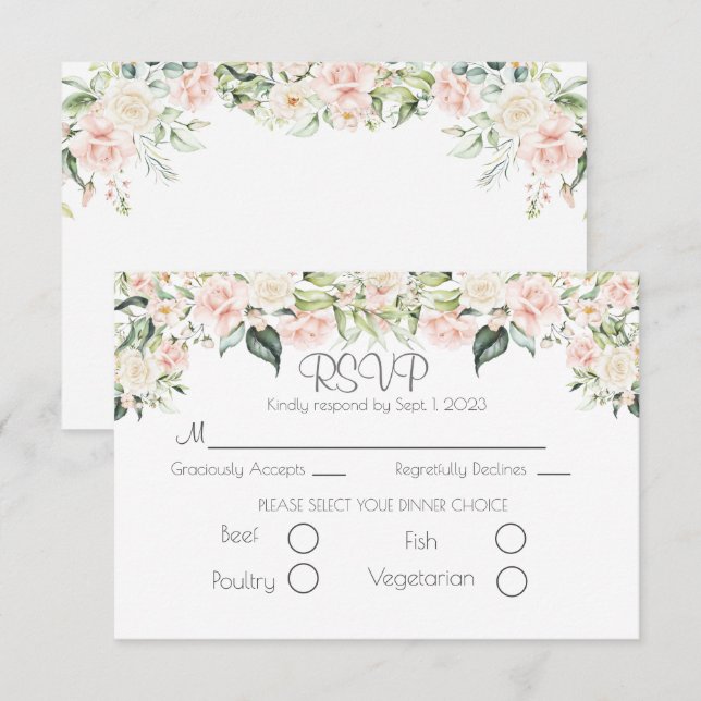 Elegante escritura floral Boda RSVP (Anverso / Reverso)