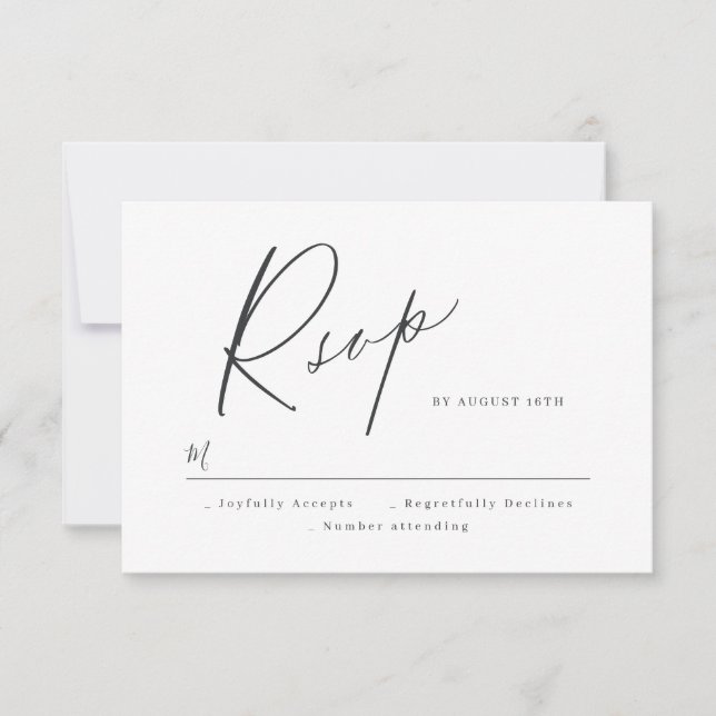 Elegante escritura moderna boda minimalista RSVP (Anverso)