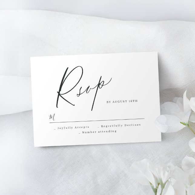 Elegante escritura moderna boda minimalista RSVP (Elegant modern script minimalist wedding RSVP)