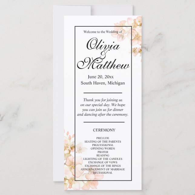 Elegante escritura Naranja rosa floral floral flor (Anverso)