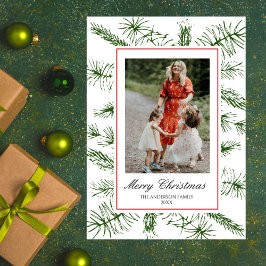 Elegante Escritura Pino Rústico Boho Foto Navidad