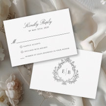 Elegante Escudo de Boda formal Monograma RSVP
