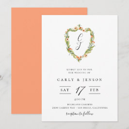 Elegante Escudo floral Invitación a la boda