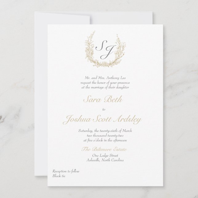 Elegante Escudo Vino Invitación Formal (Anverso)