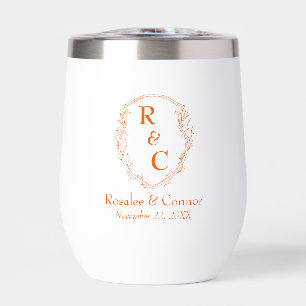 Elegante Escudo Vino Monograma + Fecha Persimón
