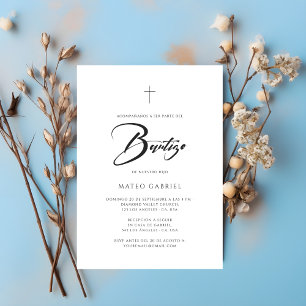 Elegante español minimalista Invitación de Bautizo