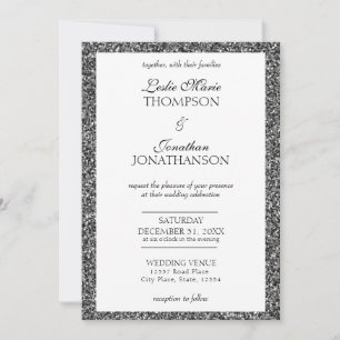 Elegante Esparkle Plateado Invitación a la boda mo