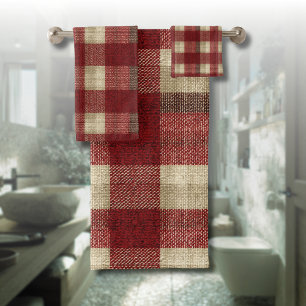 Elegante Estampado de Cuadros Burgundy Marfil Rojo
