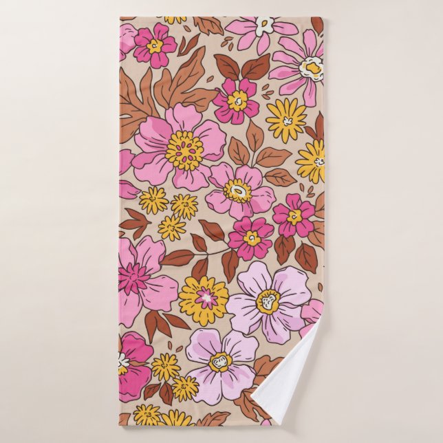 Elegante estampado floral en pequeñas manos dibuja (Toalla de baño)