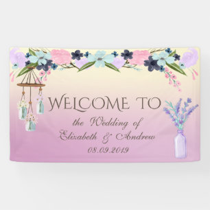 Elegante estilizado, pancarta de boda floral