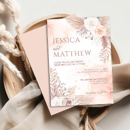 Elegante estilo Boho Invitación floral rosa rosa r