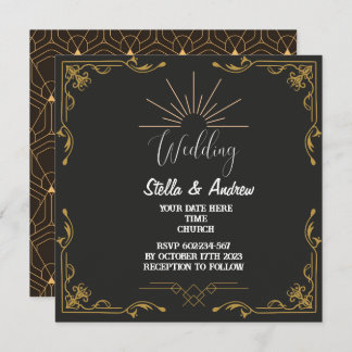 Elegante estilo Gastby Art Deco Invitación a la Bo