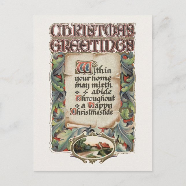 Elegante Estilo Vintage Saludos de Navidad (Anverso)