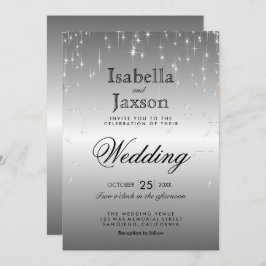 Elegante Estrella de Plata Ilumina Invitación a la