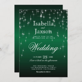 Elegante Estrella Verde Oscura Ilumina Invitación 