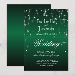 Elegante Estrella Verde Oscura Ilumina Invitación 