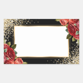 Elegante etiqueta con nombre de rosa floral de oro