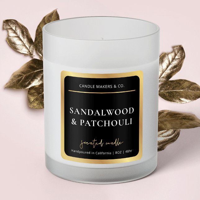 Elegante etiqueta cuadrada de velas con guión negr (Subido por el creador)