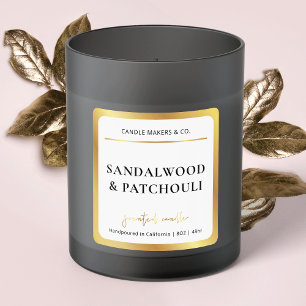 Elegante Etiqueta Cuadrada de Velas Faux Gold Scri